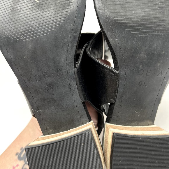 Kelsi Dagger Brooklyn Black Leather Square Toe Womens 6.5 Strappy Slingback Heel - Picture 8 of 12